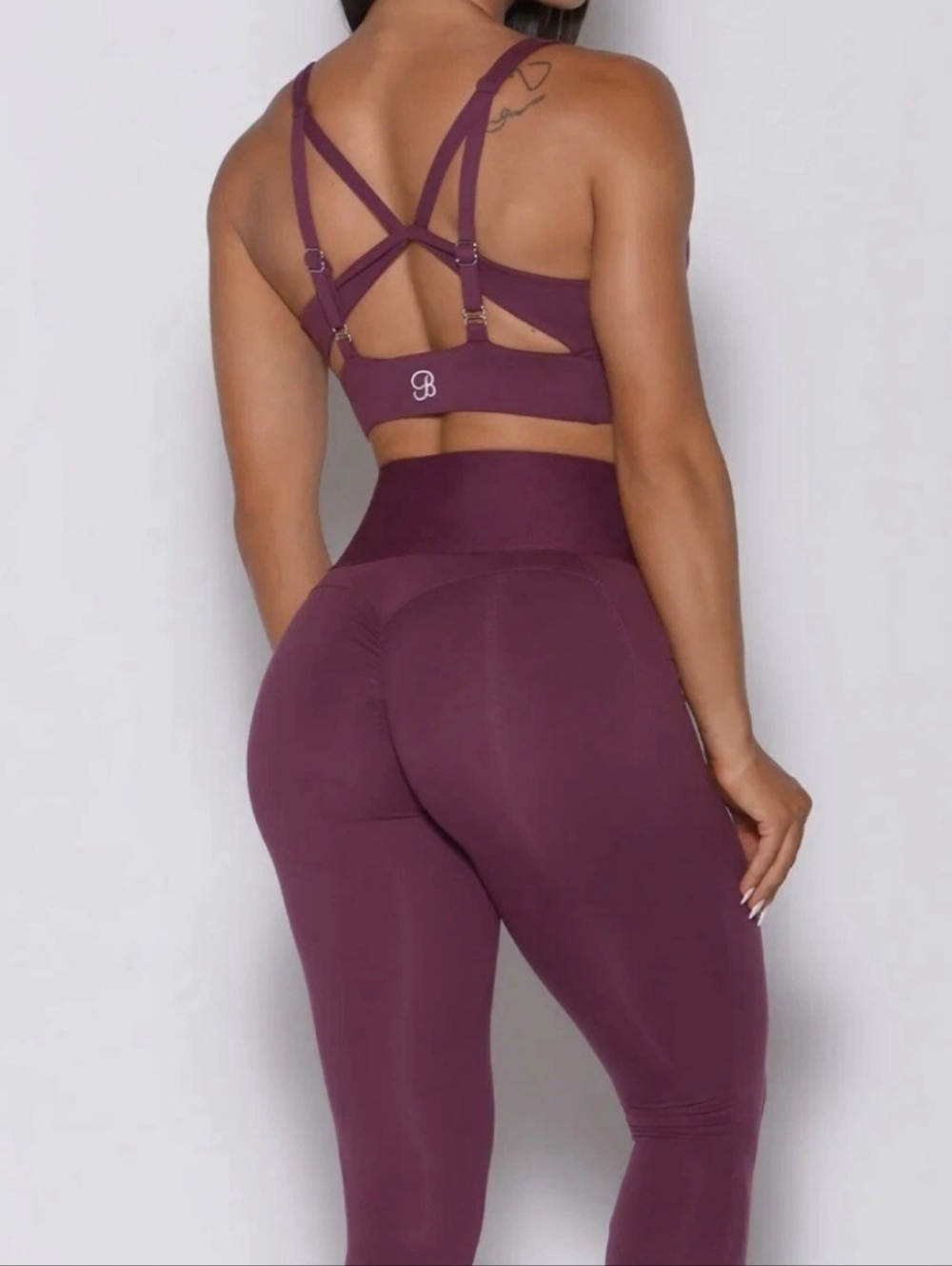 Bombshell Sportswear Burgundy High-Waist Corset Leggings & Crop Tank Set - Picture 6 of 6